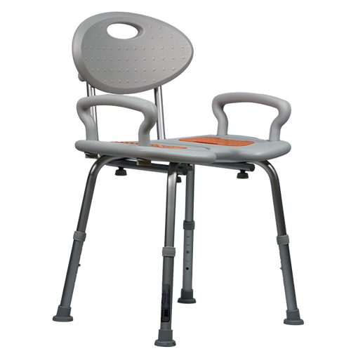 Banco Ducha de Aluminio con Respaldo, Brazos Ergonómicos