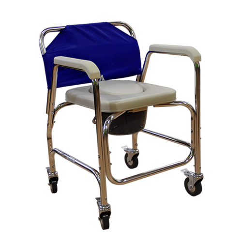 Silla Cómodo Ducha de Aluminio con Ruedas - Acabado Natural