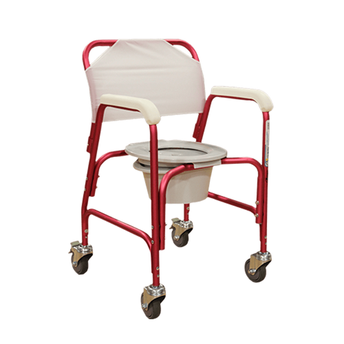 Silla Cómodo Ducha de Aluminio con Ruedas - Respaldo Desmontable