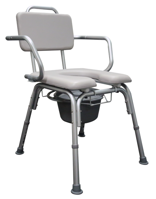 Silla Cómodo Ducha de Aluminio - Acojinado Tipo Herradura con Brazos Abatibles