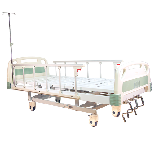 Cama Manual ReActiv de 3 Funciones con Manivelas, Ruedas de 125mm todas c/Freno