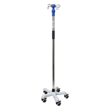 Porta Sueros Acero Inoxidable Con 5 Ruedas Base De Hierro