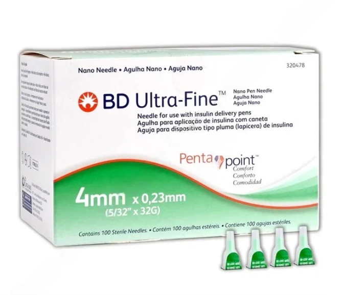 Aguja para DISP. INY. Tipo pluma (BD U-FINE) 32GX4MM