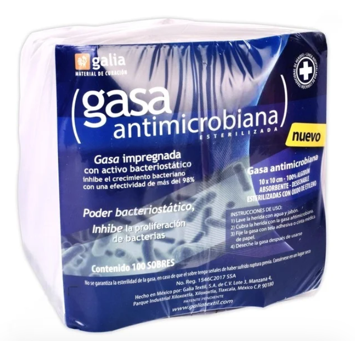 Gasa Antimicrobiana (Galia) 10X10CM Estéril