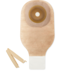 Bolsa para ostomía Drenable de Una Pieza - Barrera Plana Flextend™, Cierre con Pinza, Borde Adhesivo.