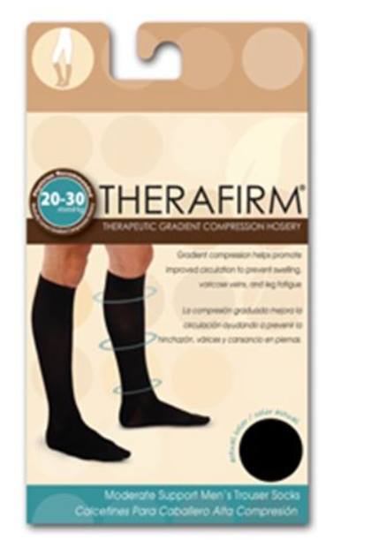 Calcetín therafirm alta compresión (20–30 mmHg) caballero talla chica color negro