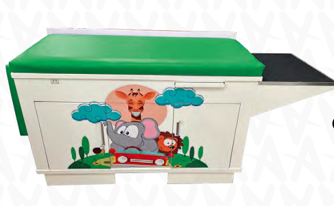 Mesa de exploración pediátrica de gabinete con cajones