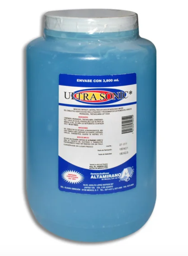 Gel conductor para estudios ecosonográficos ultra sonic