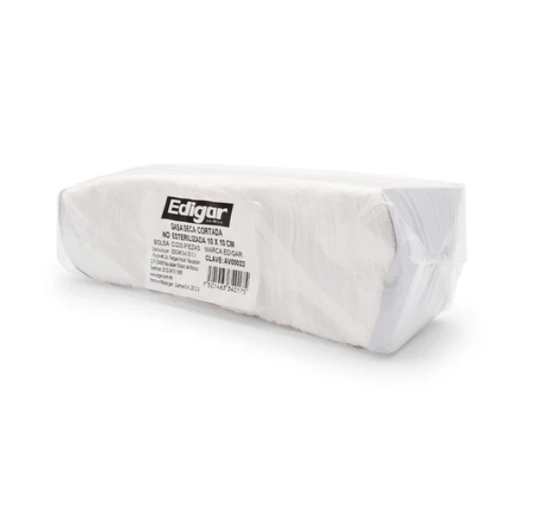 Gasa seca cortada no esterilizada 10 x 10 (bolsa 200 pzs)