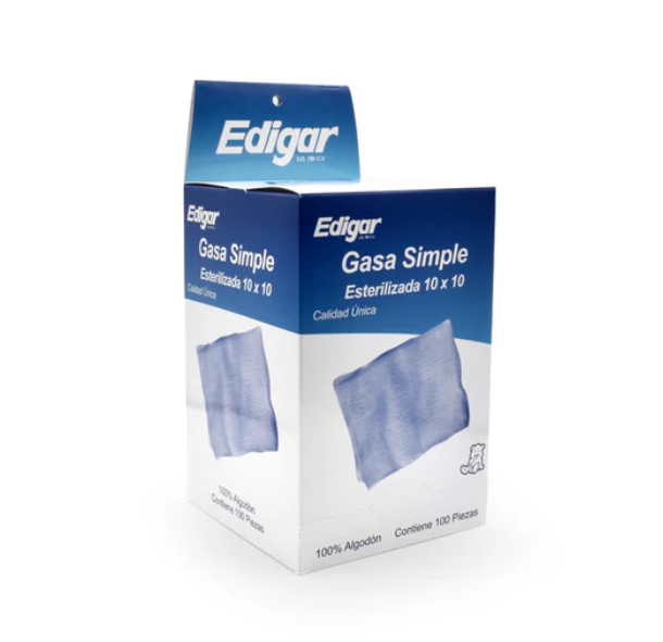 Gasa simple esterilizada 10 x 10 (caja 100 pzs)