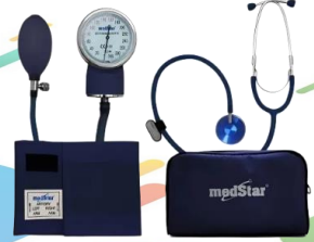 KIT DE BAUMANÓMETRO ANEROIDE CON ESTETOSCOPIO DE UNA CAMPANA FULL COLOR MEDSTAR