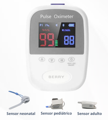 ChatGPT Plus Oxímetro LED con sensor adulto, pediátrico y neonatal