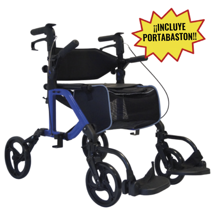 ANDADERA ROLLATOR HIDRIDA DE ALUMINIO CON RESPALDO REVERSIBLE