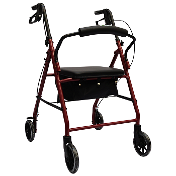 ANDADERA ROLLATOR ALUMINIO ROJA
