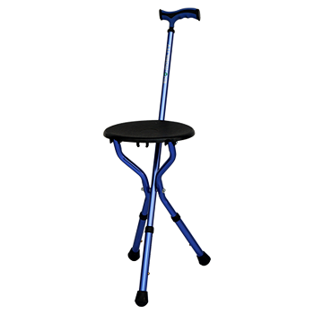 BASTÓN TRIPIE CON ASIENTO MANGO ALEMÁN ANODIZADO