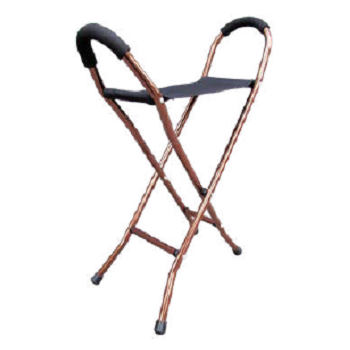 BASTÓN CUATRIPIE CON ASIENTO BRONCE
